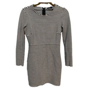 Kate Spade Saturday Black and White Striped Fitted Long Sleeve Dress